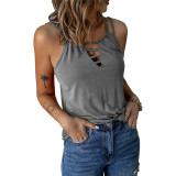 Sexy Hollow Out Double Shoulder Tank Top