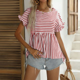 Striped Short Sleeve Loose Top T-shirt