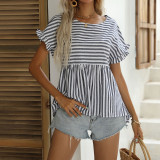 Striped Short Sleeve Loose Top T-shirt
