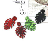 Leaf Acrylic Resin Leopard Print Earrings