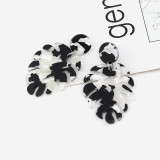 Leaf Acrylic Resin Leopard Print Earrings