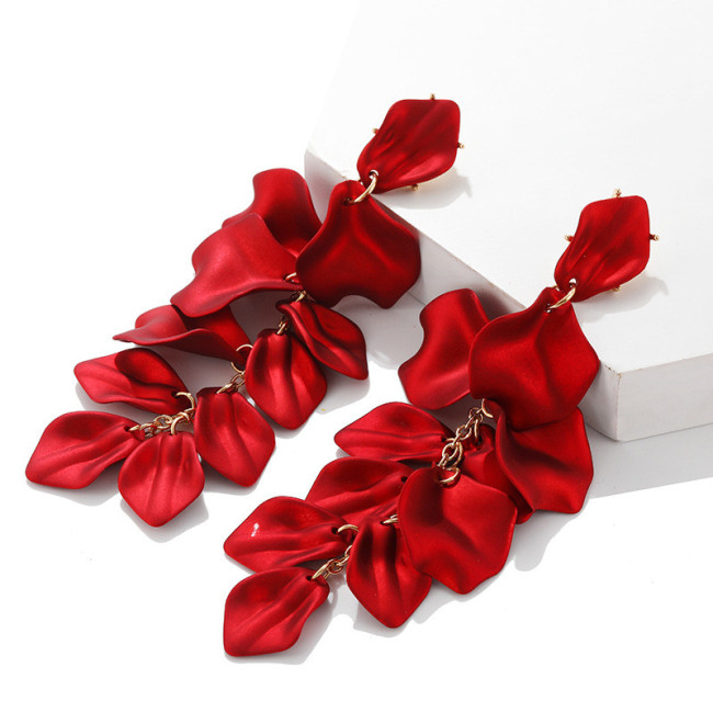 Rose Petals Acrylic Long Earrings