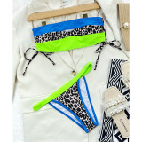Women's Leopard Print Strapless Bikini Set Swimsuit