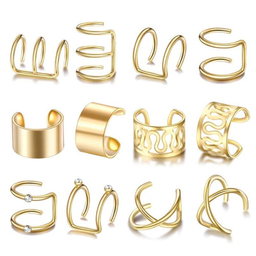 12PCS/SET Simple Ear Cuffs Earrings For Women
