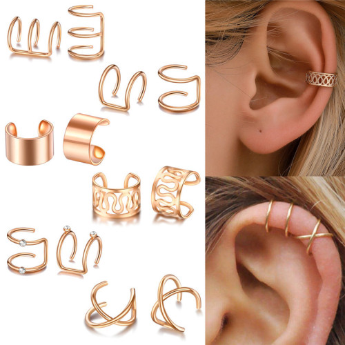 12PCS/SET Simple Ear Cuffs Earrings For Women