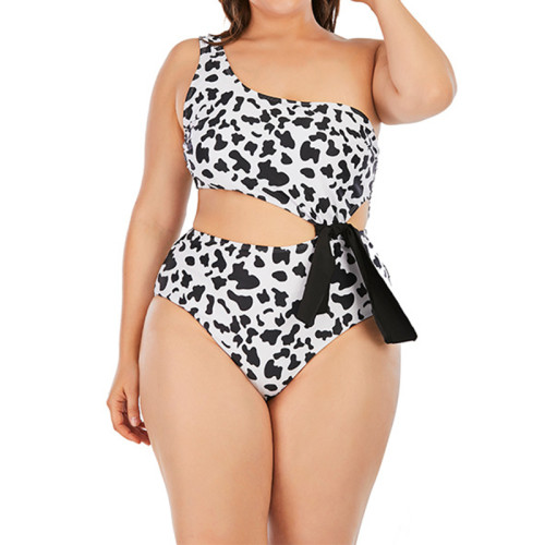 Leopard Print Plus Size One Piece Swimsuit
