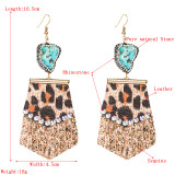 Women Leopard Print Crystal Long Earring