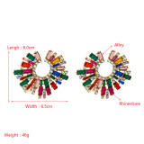 Colored Rhinestone Sun Flower Earrings