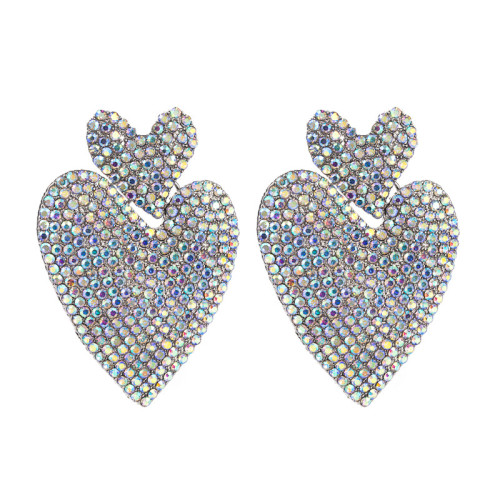 Exaggerated Bohemian Vintage Rhinestone Heart Earrings