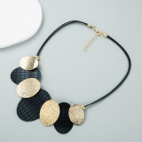 Geometry Oval Leather Rope Necklace