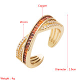 Fashion Cross Adjustable Zircon Ring