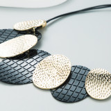 Geometry Oval Leather Rope Necklace