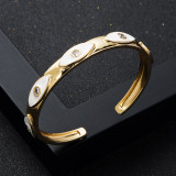 Zircon Oil Dripping Devil's Eye Open Bangle Bracelet