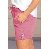 Women Solid Color Drawstring Shorts