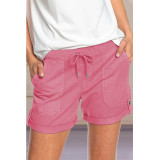 Women Solid Color Drawstring Shorts