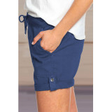 Women Solid Color Drawstring Shorts