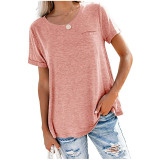Plus Solid Color Round Neck Short Sleeve T-Shirt