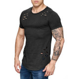 Hollow Out Short Sleeve Casual T-Shirt for Men