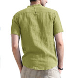 Men Solid Pocket Short Sleeve Shirt Top