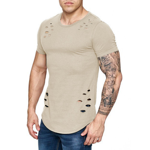Hollow Out Short Sleeve Casual T-Shirt for Men