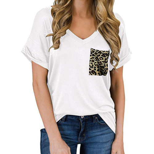 Casual Short Sleeve V-Neck Pocket Tee