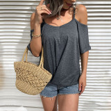 Womens Summer Sexy Cold Shoulder Tops