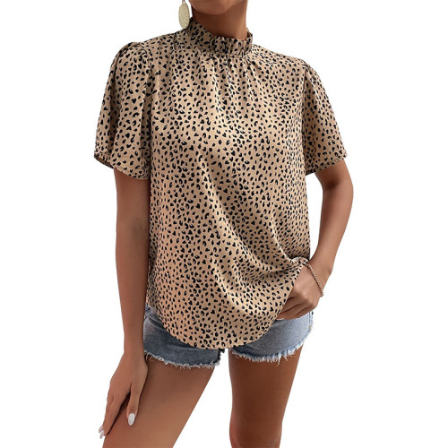 Leopard Print T Shirt Blouses