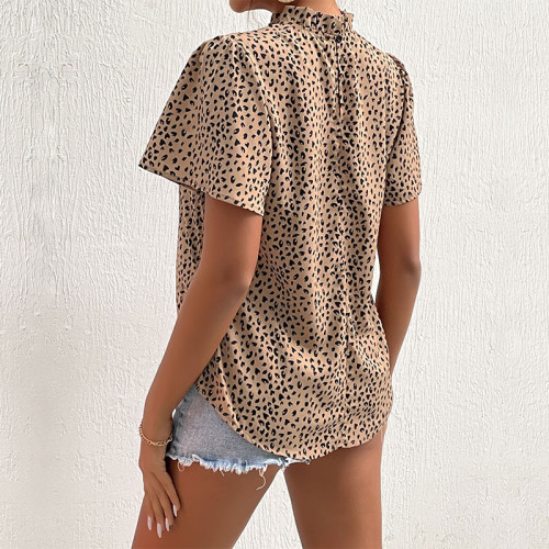 Leopard Print T Shirt Blouses
