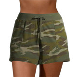 Plus Size Camouflage Printed Drawstring Shorts