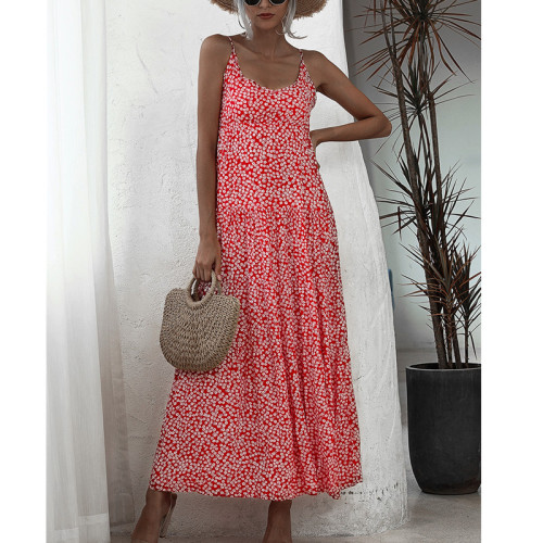 Floral Printed Sling Wholesale Maxi Dress