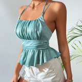 Solid Halter Backless Tank Top