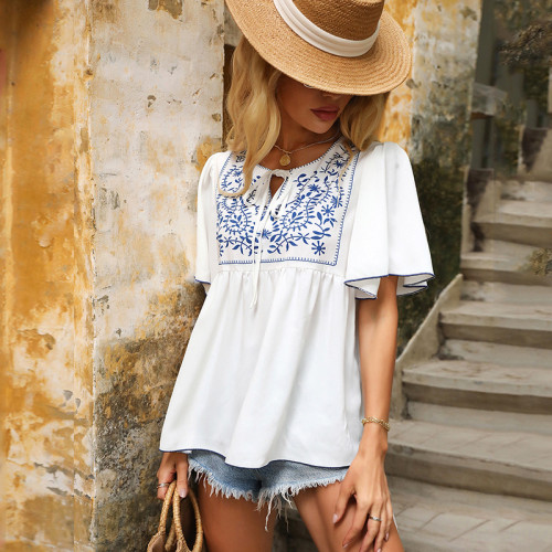 White Printed Short Sleeve T-Shirt