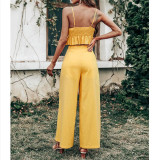 Yellow Sexy Camisole Trousers Two-Piece Set