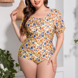 Plus Size Floral Printed One Piece Swimsuit