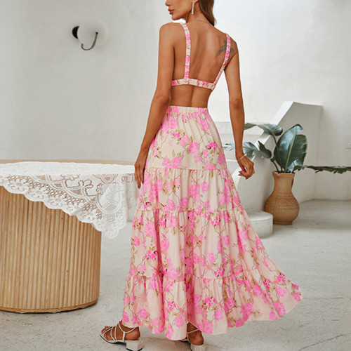 Floral Print Crop Top & Skirt Women Two Pieces Set