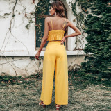 Yellow Sexy Camisole Trousers Two-Piece Set