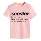 Seester Letter Print Short Sleeve T-Shirt