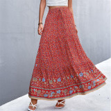 High Waist Floral Long Skirt