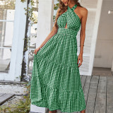Bohemia Plaid Print Swing Maxi Dress