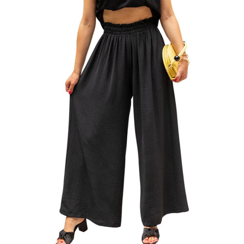 Solid Color High Waist Loose Pants