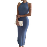 Knitted Casual Halterneck Maxi Dress