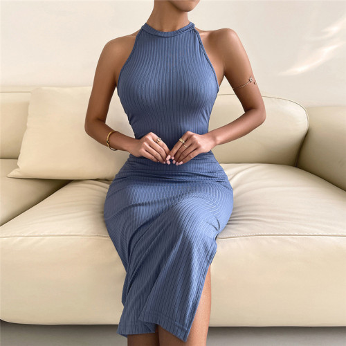 Knitted Casual Halterneck Maxi Dress
