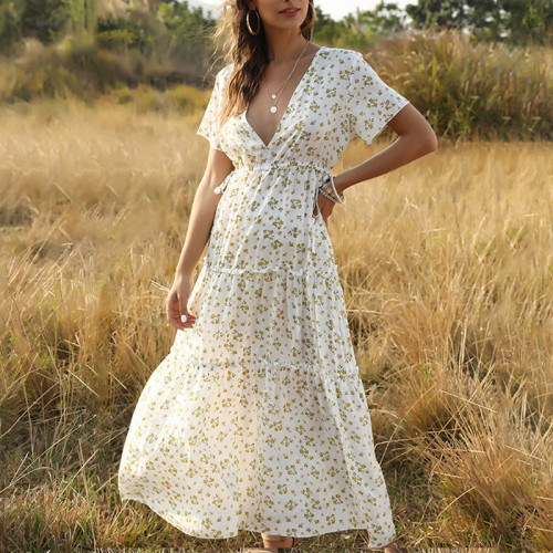 Chiffon Floral Print Maxi Dress