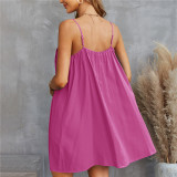 Solid Color Loose Slip Mini Dress