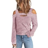 Solid Color Square Neck Long Sleeve T-Shirts