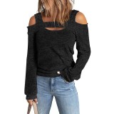 Solid Color Square Neck Long Sleeve T-Shirts