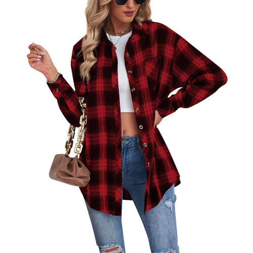 Long Sleeve Plaid Print Shirts