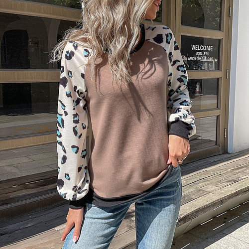 Leopard Round Neck Long Sleeve Sweaters