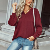 Solid Color V-Neck Sweater