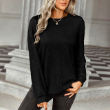 Solid Color Round Neck Sweaters